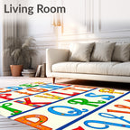 Colorful Alphabet Illustrations With Folk Motifs Rug