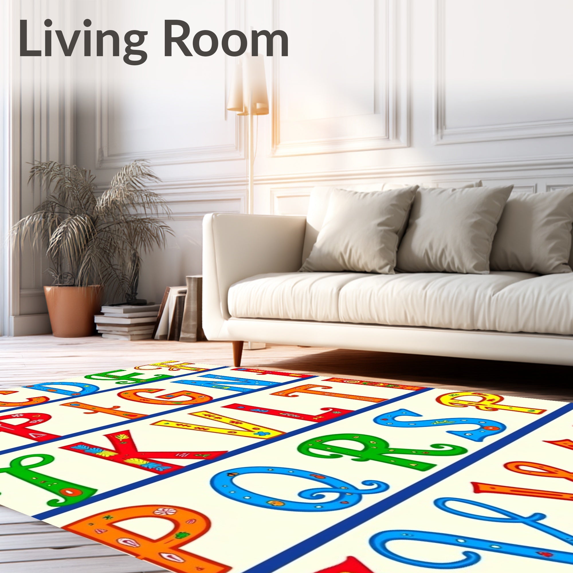 Colorful Alphabet Illustrations With Folk Motifs Rug
