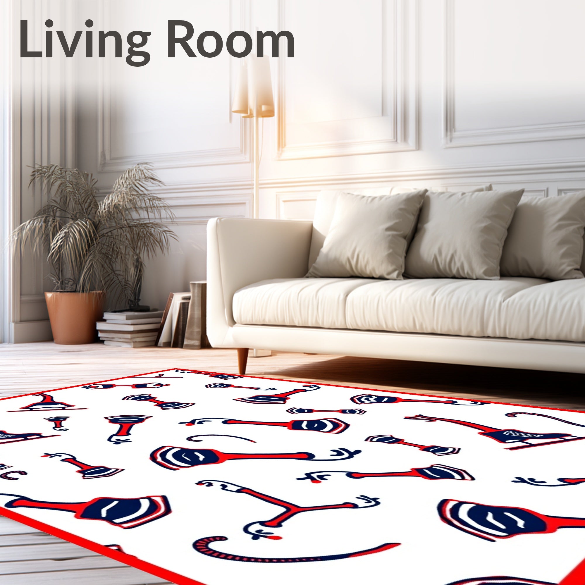 Red and Blue Toy Ice Skate Collection Rug