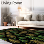 Forest Evergreen Trees Black Background Rug