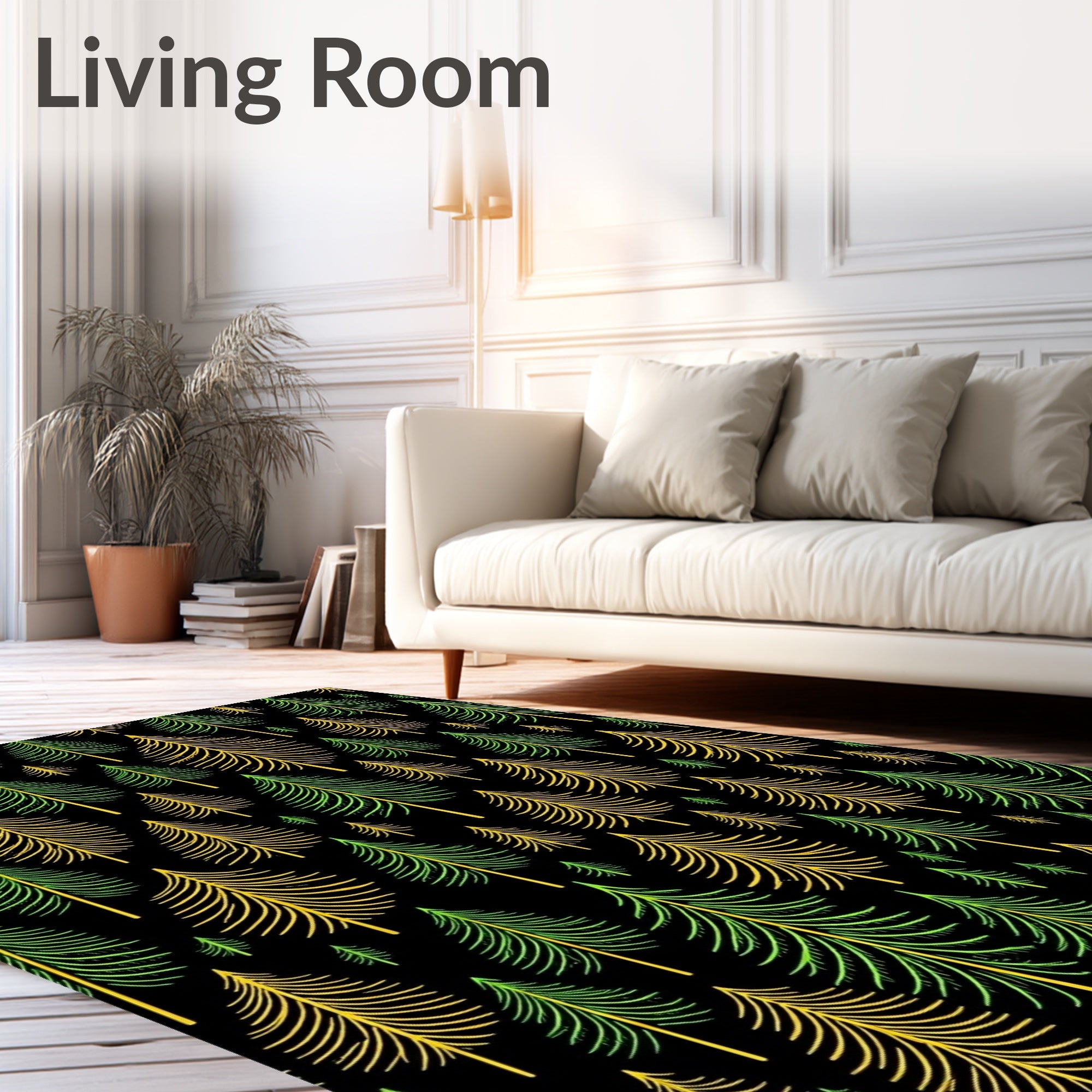 Forest Evergreen Trees Black Background Rug