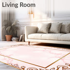 Elegant Pink Marble Swirl Frame Rug