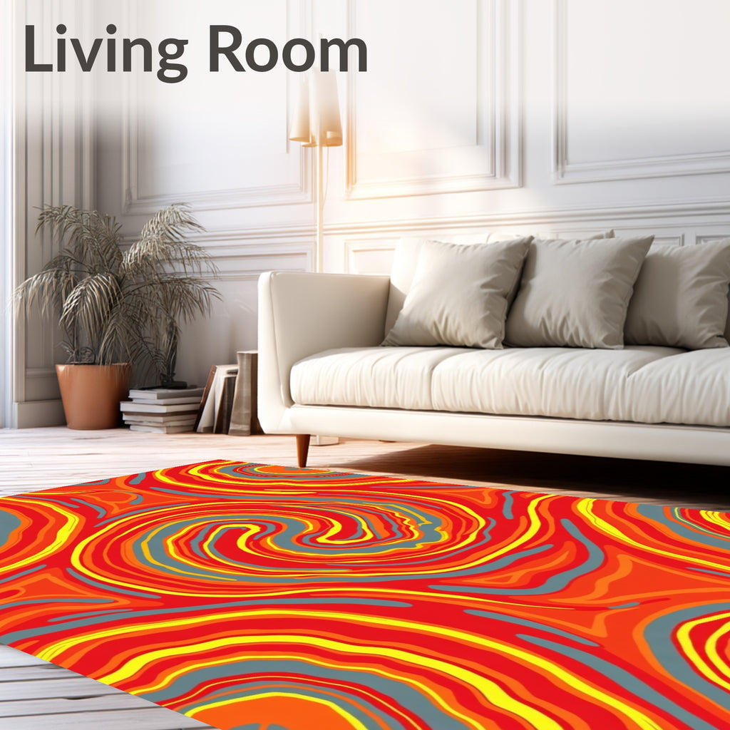 Fiery Red Swirl Agate Rug