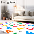 Colorful Alphabet Scattered Art Rug
