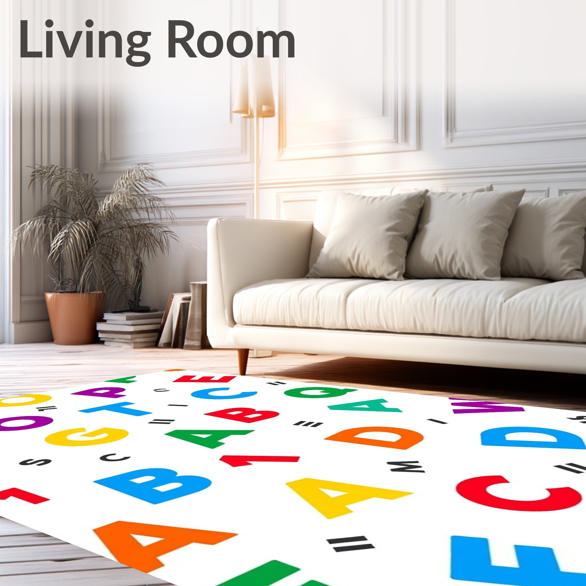Colorful Alphabet Scattered Art Rug