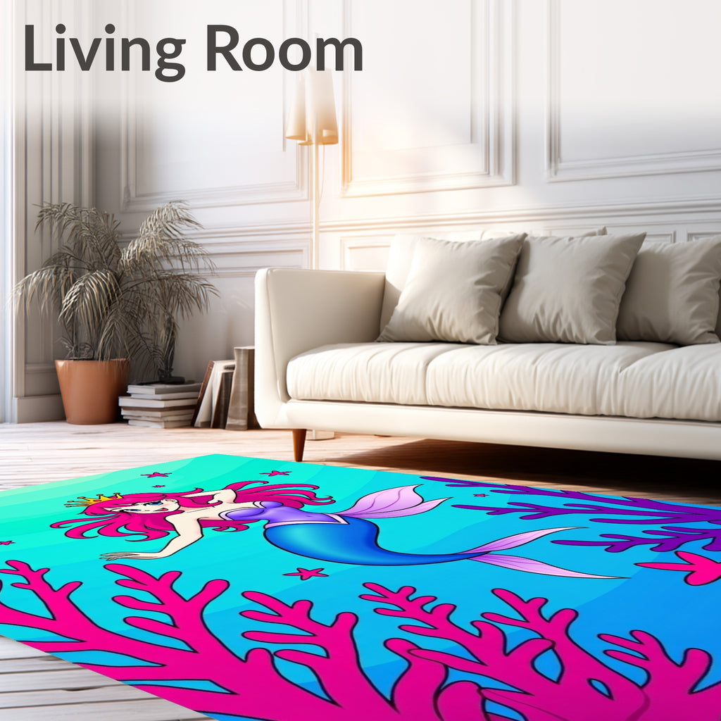 Princess Mermaid Coral Aquarium Aqua Rug