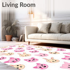 Cute Kawaii Pink Animal Faces Collage Rug