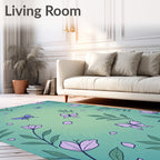 Whimsical Lavender Butterflies Meadow Rug