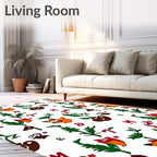 Whimsical Owl And Plant Comical Characters Rug