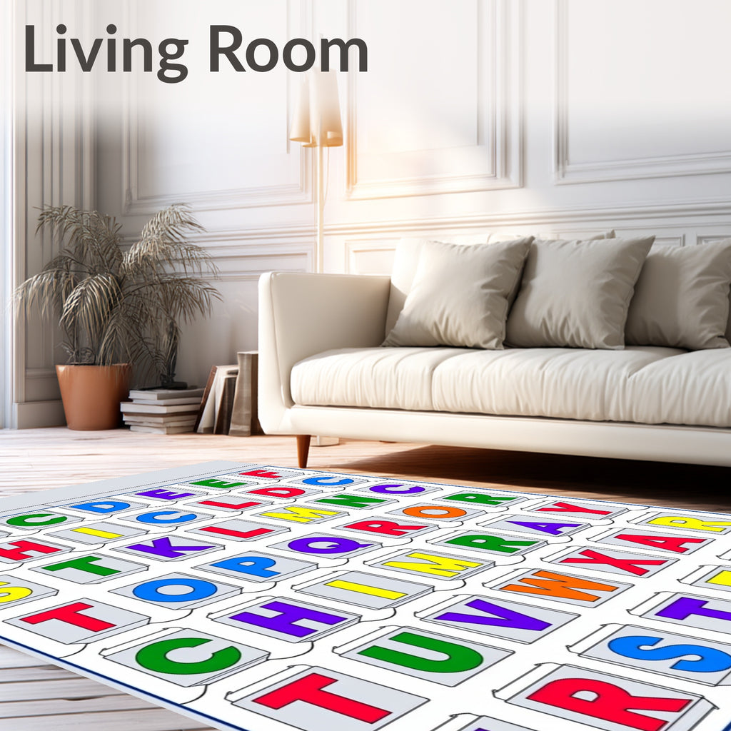 Colorful Alphabet Blocks Grid Rug