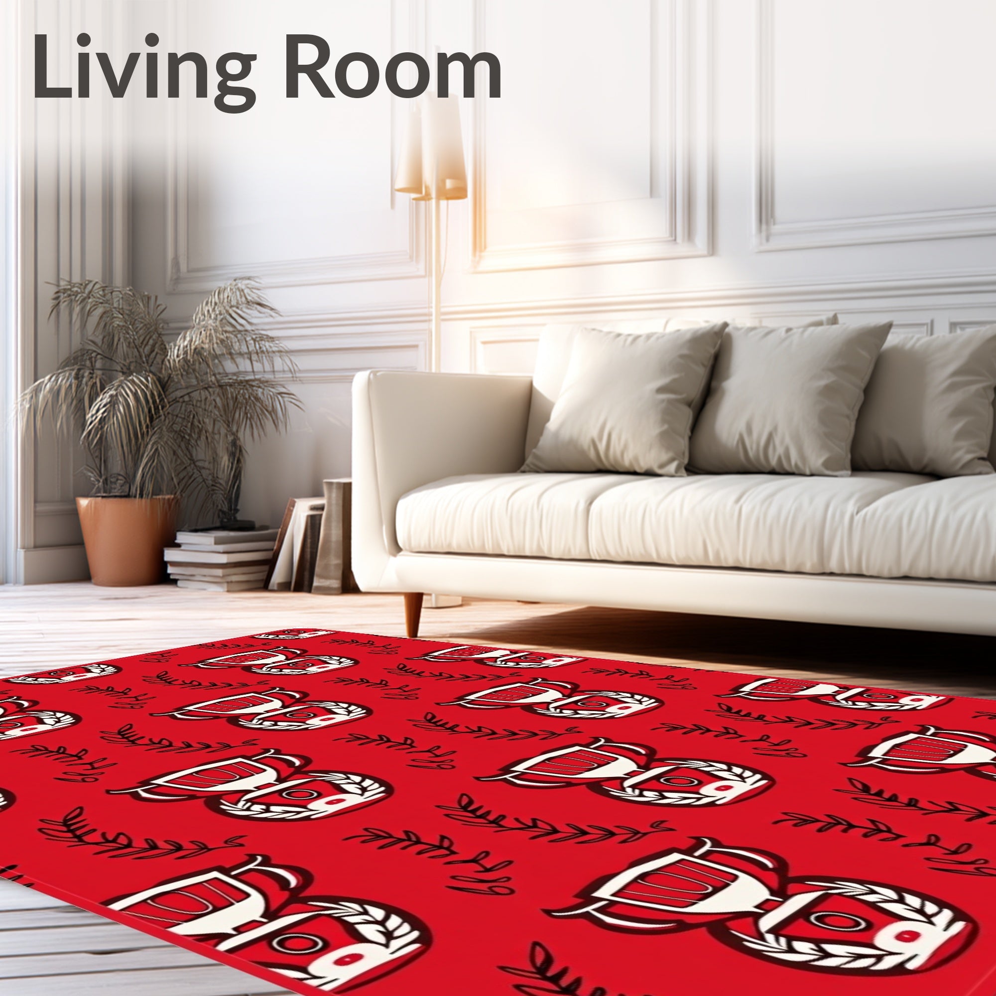 Red Trophy Laurel Wreath Repeat Rug