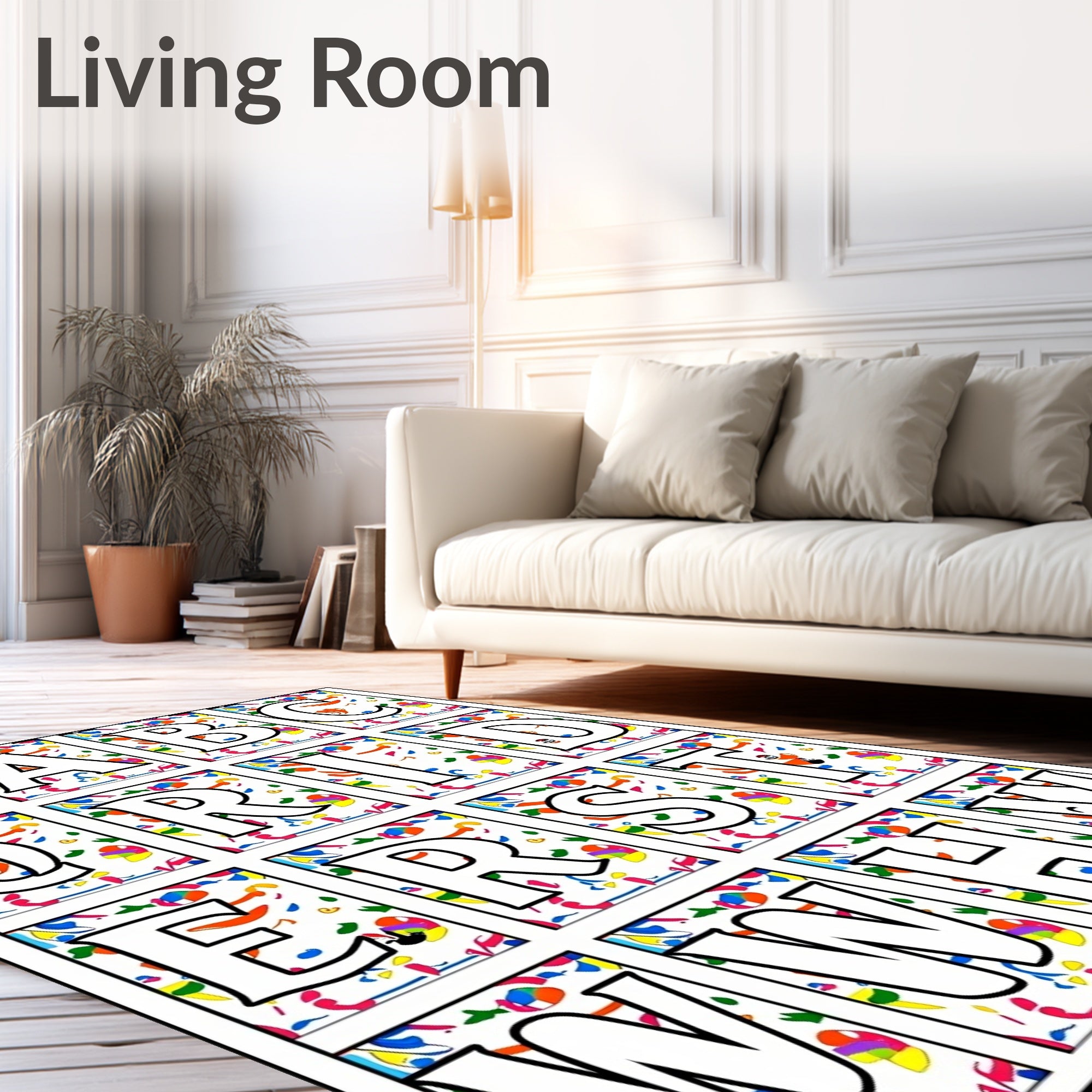 Alphabet Splash Colorful Confetti Rug