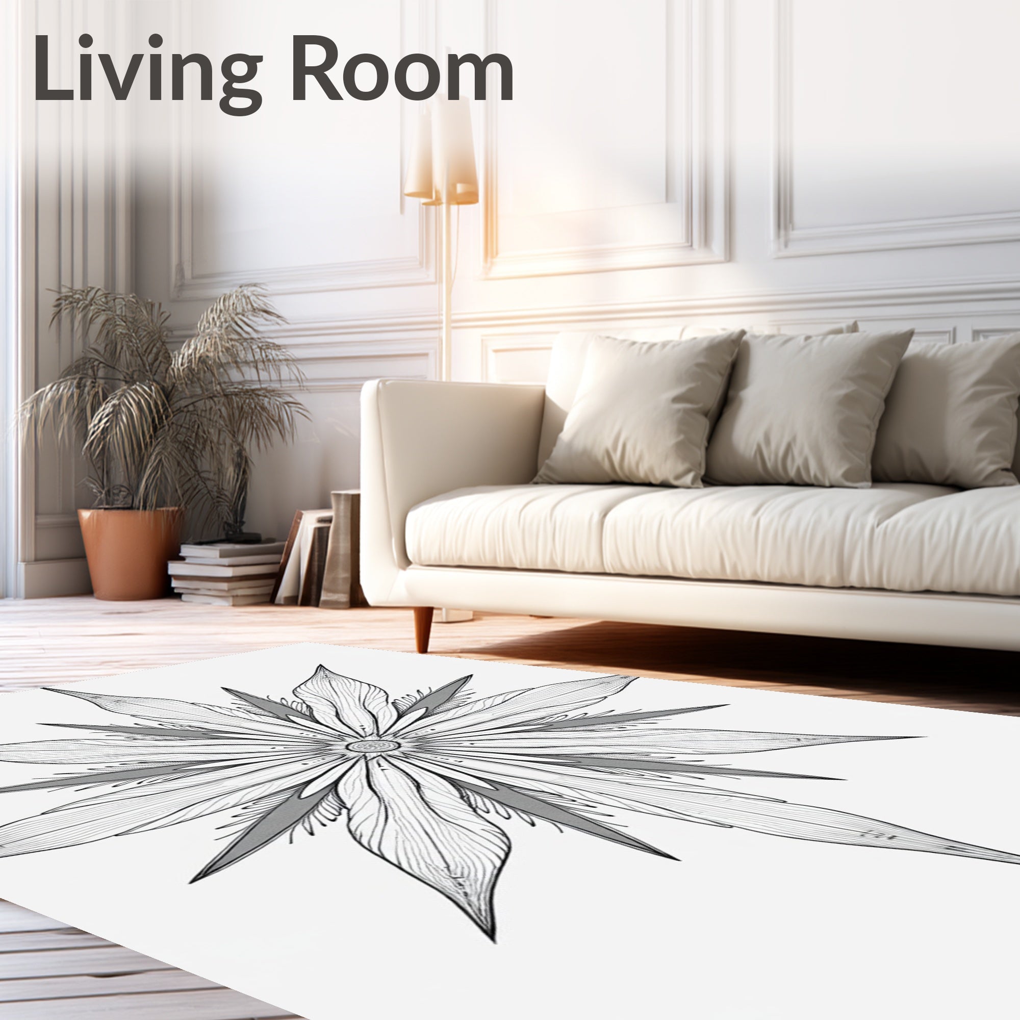 Monochromatic Intricate Starburst Rug