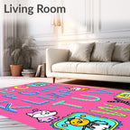 Playful Alphabet Characters Cute Animals Rug