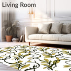 Whimsical Olive Green Vine Garland Rug