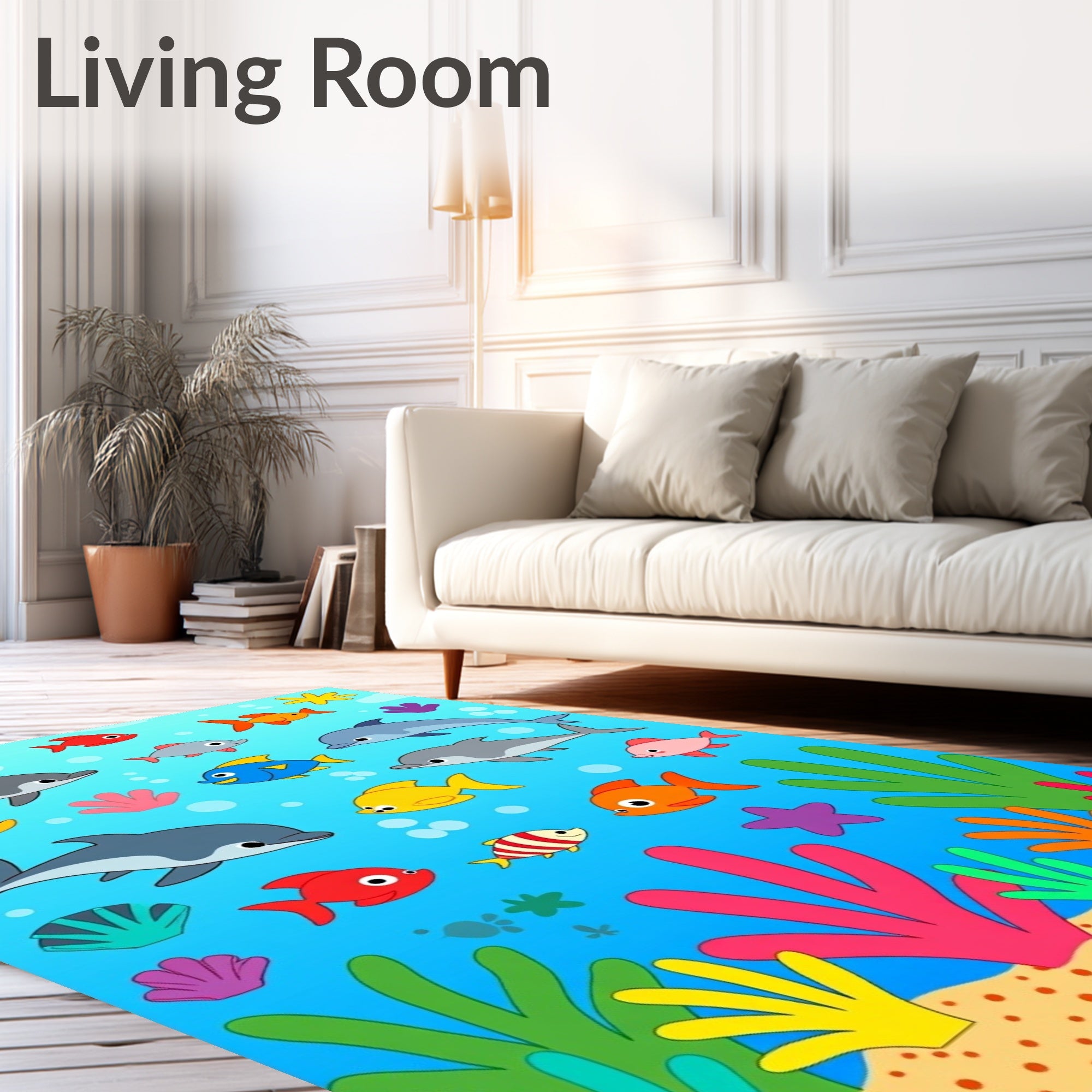 Ocean Dolphins Fish Coral Stars Rug