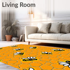 Whimsical Yellow Bee Honeycomb Rug