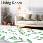 Soft Green Leafy Branch Arrangement Rug