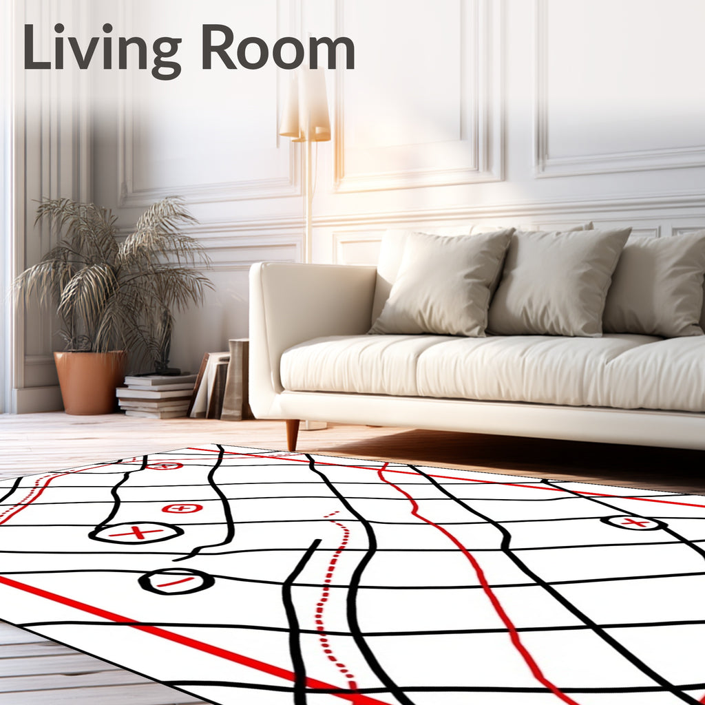 Black and Red Marked Grid Rug