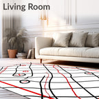 Black and Red Marked Grid Rug