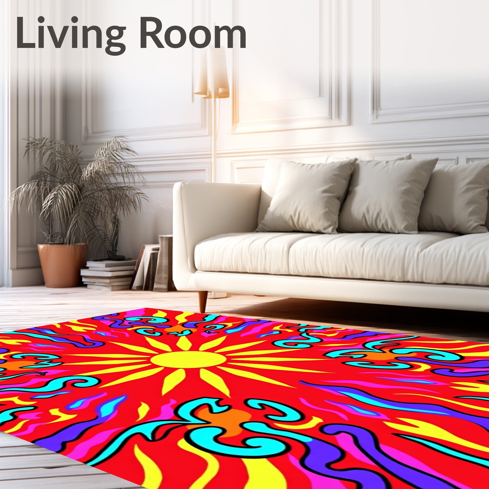 Radiant Sun Boho Psychedelic Swirls Rug