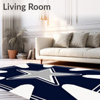 Navy Gray Starburst Frame Rug