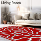 Crimson White Organic Flow Rug