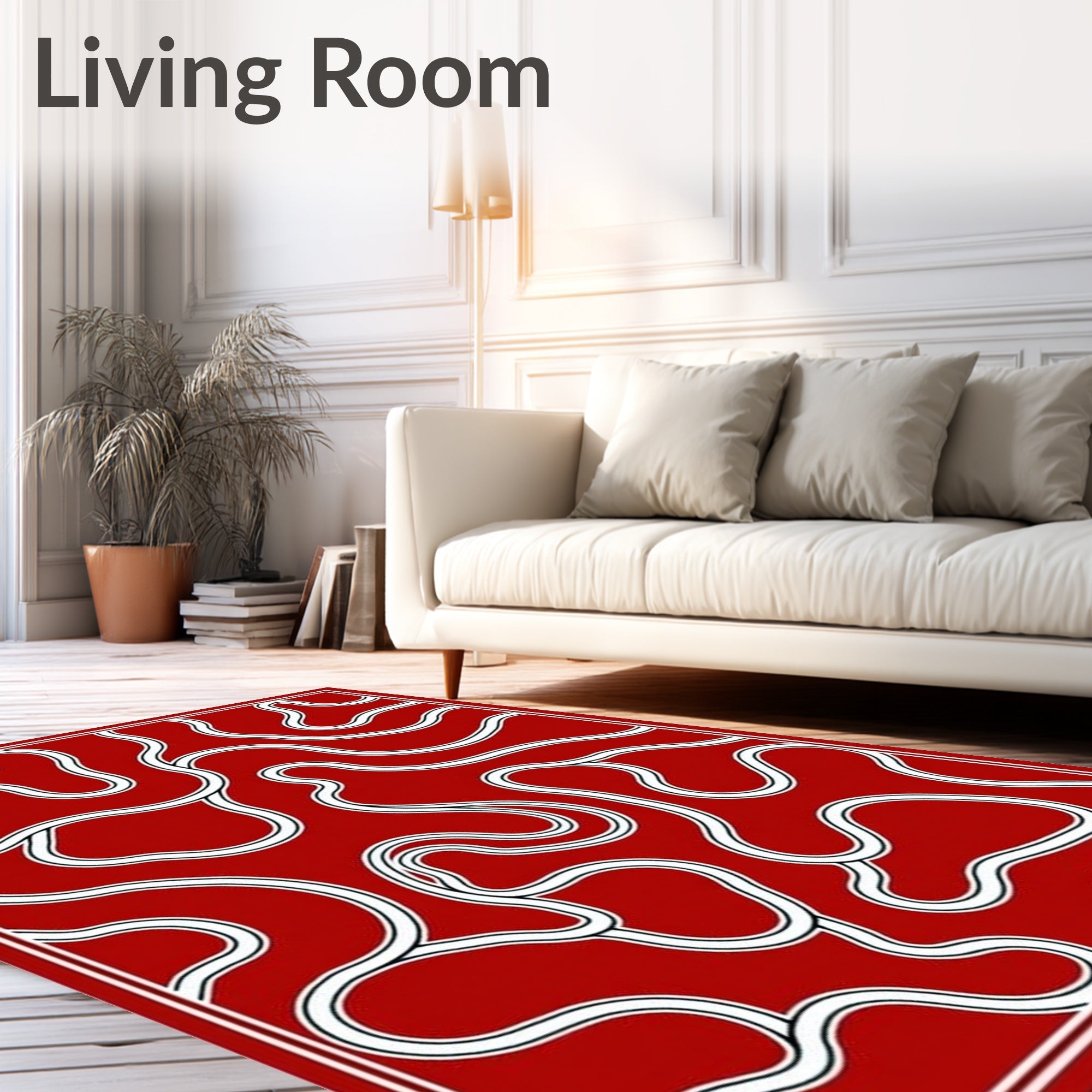Crimson White Organic Flow Rug
