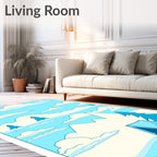 Cool Blue Mountain Tent Scene Rug