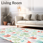 Whimsical Coral Owl Botanical Garden Rug