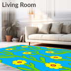 Vibrant Yellow Flower Stalks Rug