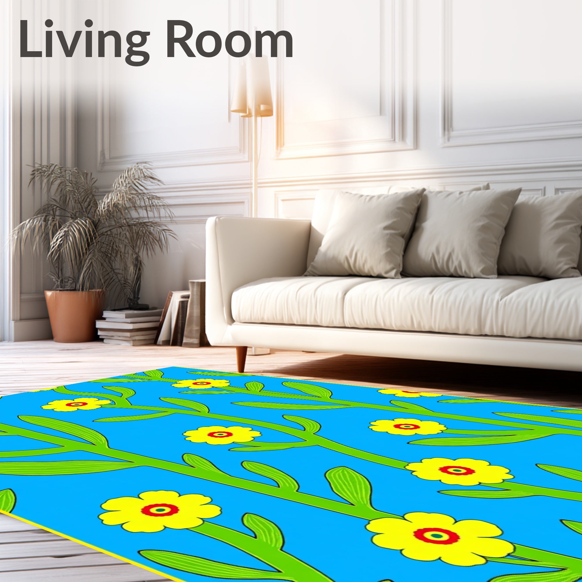 Vibrant Yellow Flower Stalks Rug