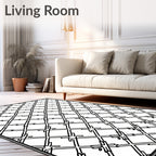 Black White Interlocking Diamond Lattice Rug