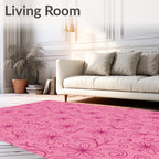 Fuchsia Ditsy Floral Swirls Rug
