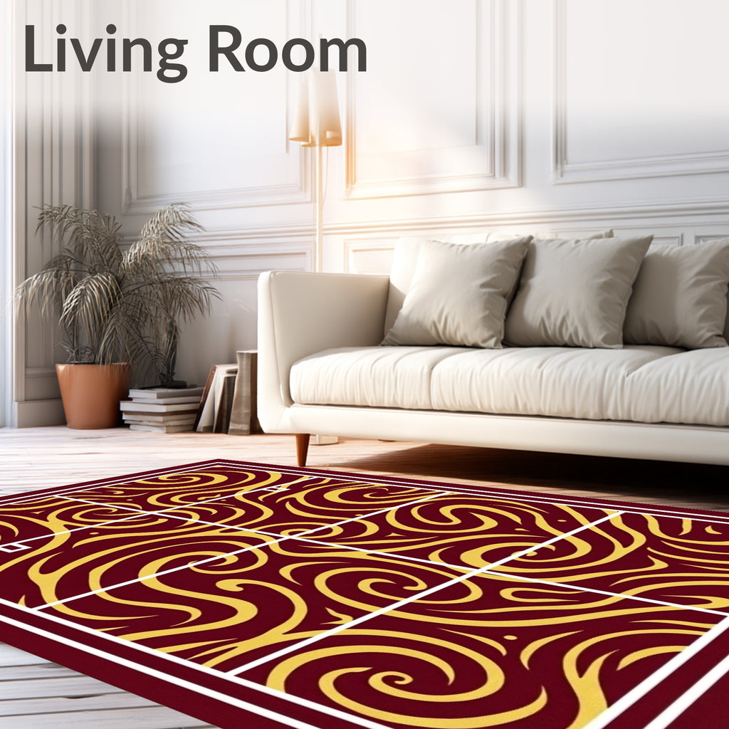 Crimson Gold Swirls Medallion Rug