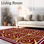 Crimson Gold Swirls Medallion Rug
