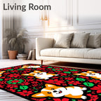 Charming Corgis Red Floral Collage Rug
