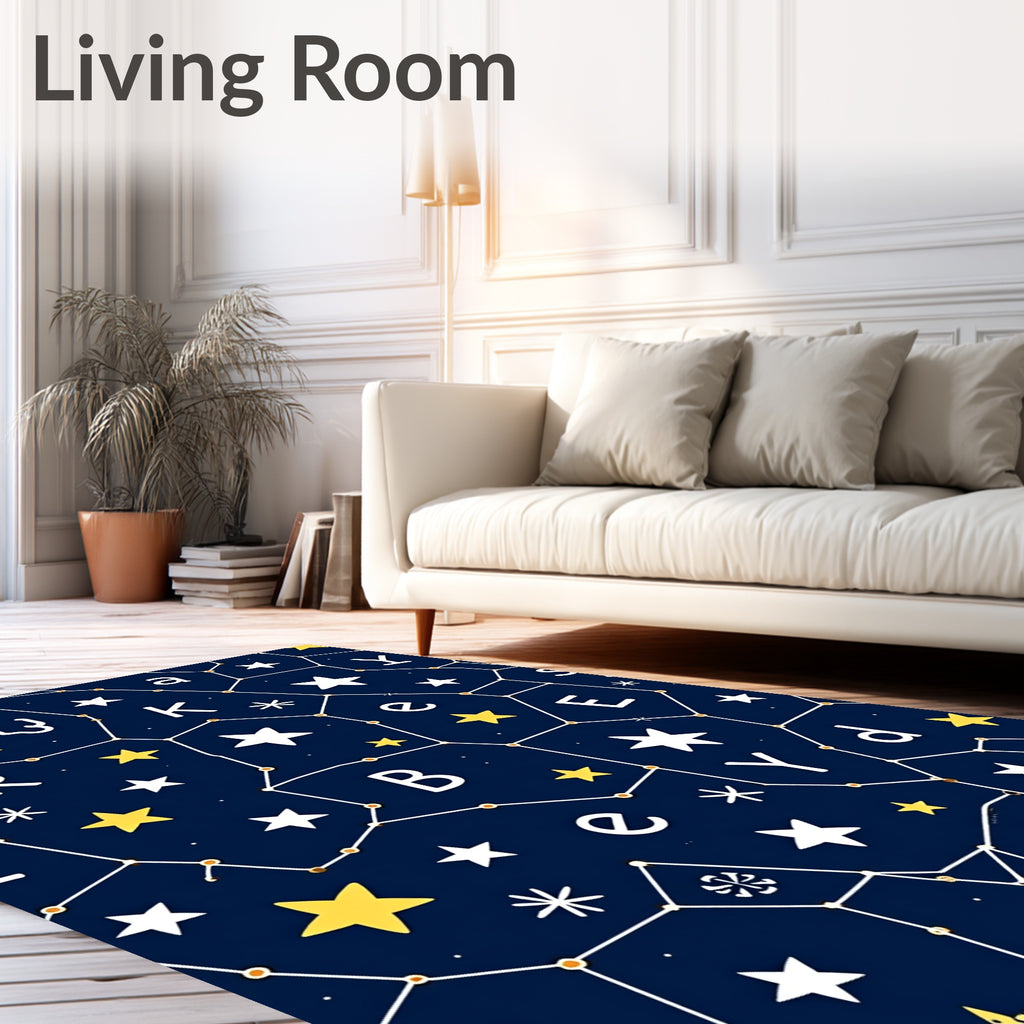 Cosmic Alphabet Constellation Navy Rug