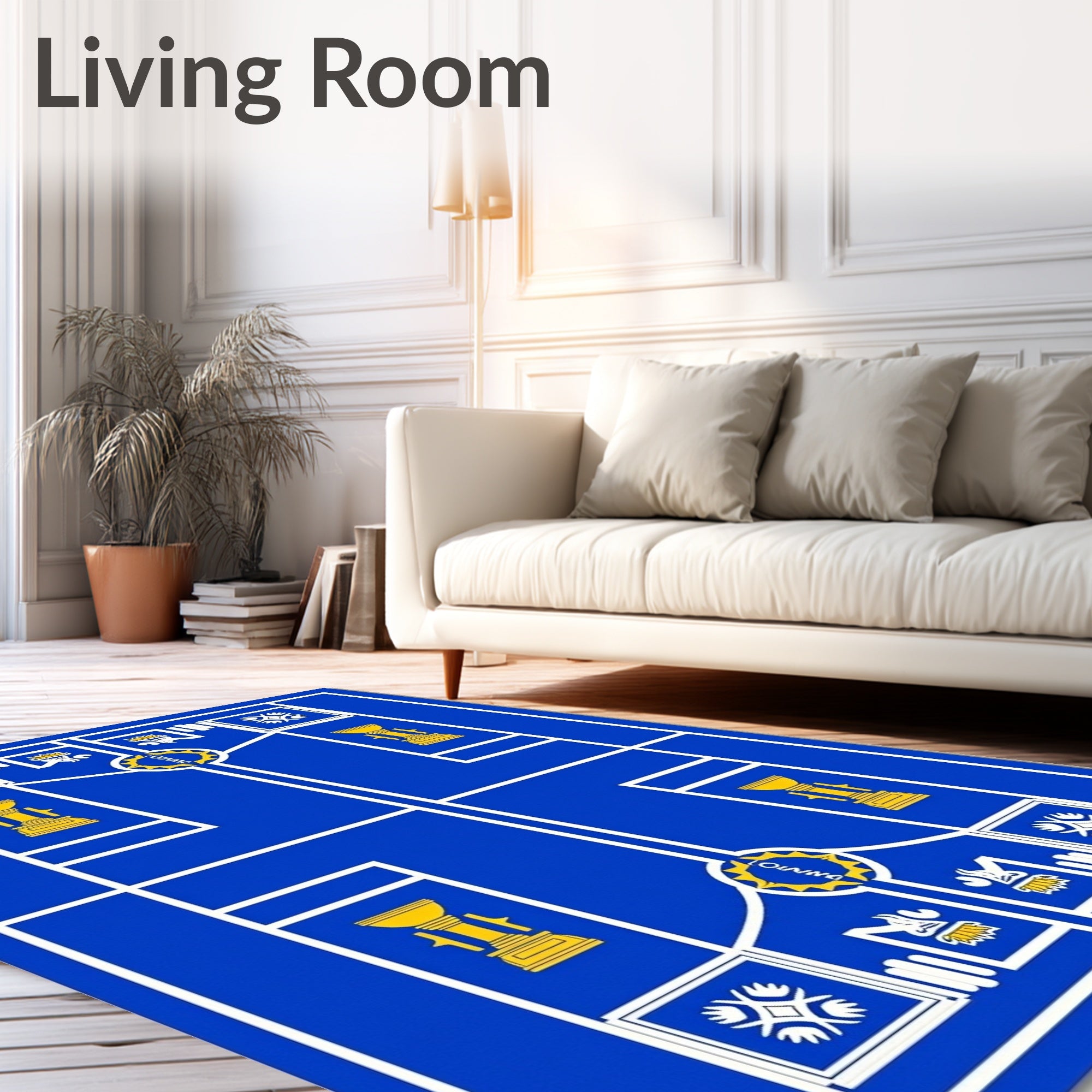 Royal Blue Golden Trophy Geometric Rug