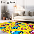 Alphabet Cars Playful Yellow Kids Rug