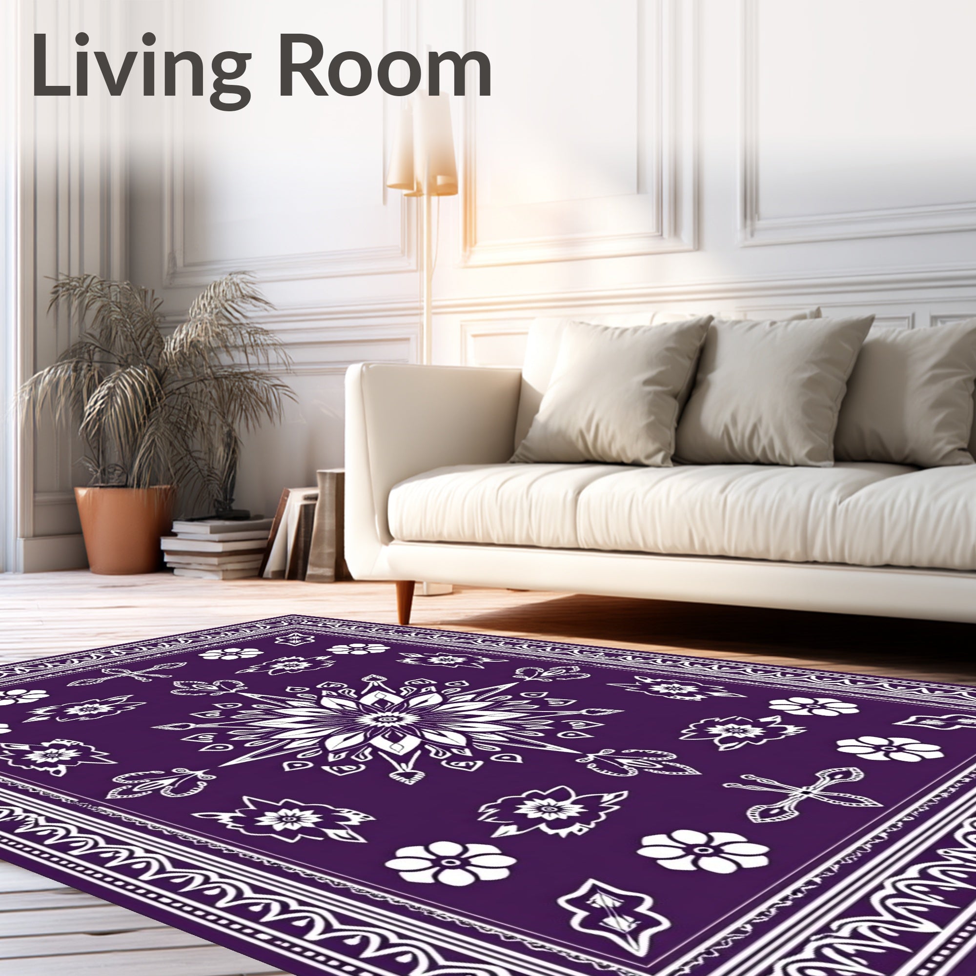 Deep Plum Floral Star Medallion Rug