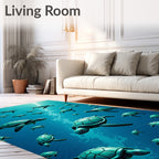 Turquoise Sea Turtle Migration Deep Ocean Rug