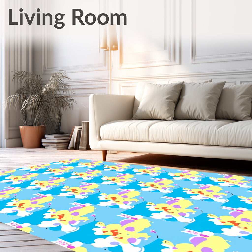 Playful Yellow Cloud Abstract Shapes Rug