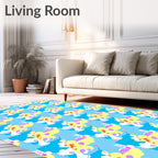 Playful Yellow Cloud Abstract Shapes Rug