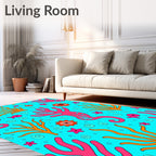 Playful Coral Seahorse Underwater Scene Rug