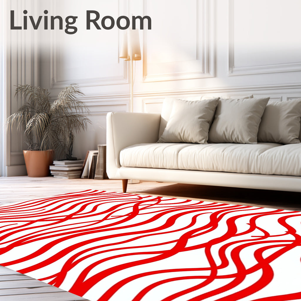 Crimson Red Wavy Stripe Rug