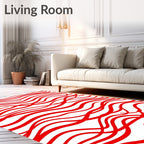 Crimson Red Wavy Stripe Rug