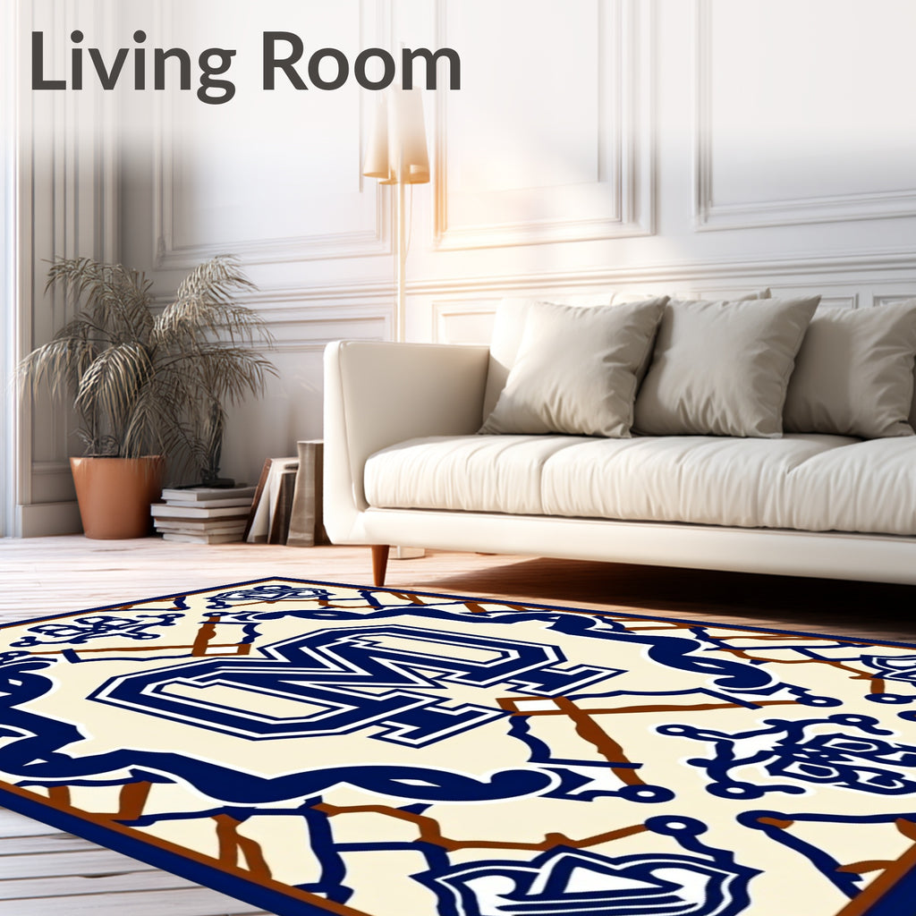 Navy Blue Ivory Medallion Collage Rug