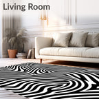 Organic Black and White Swirl Rug
