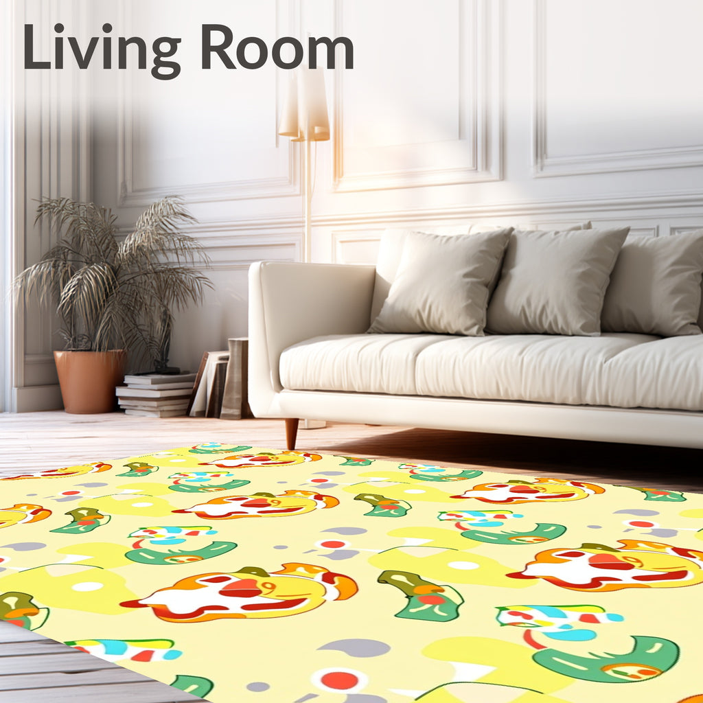Playful Yellow Abstract Organic Shapes Rug